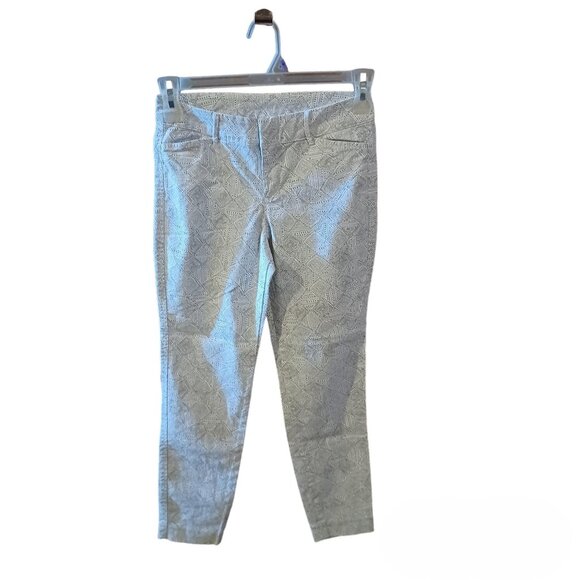 Old Navy Dress Pants Gray & White Geometric Pattern Petite Size 0 Regular - Picture 1 of 4
